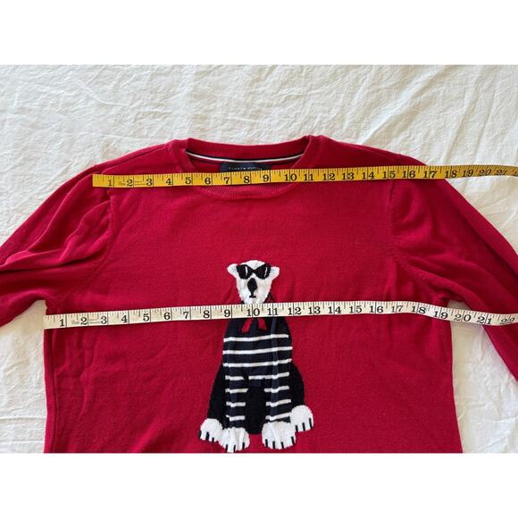 Vtg Tommy Hilfiger Graphic Polar Bear Red Pullover Sweater Top Sz L Large - Picture 5 of 10